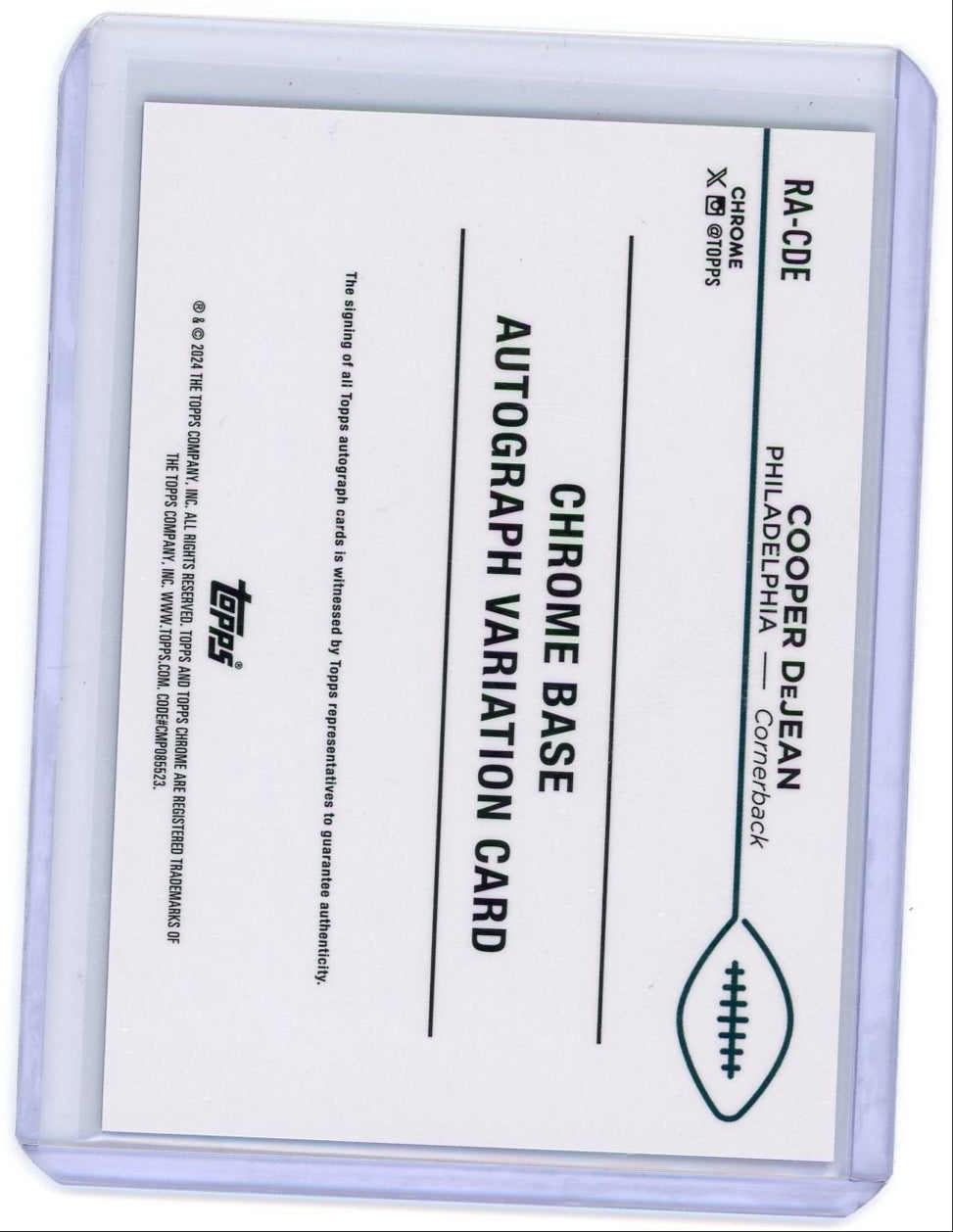 Cooper Dejean 2024 Topps Chrome Rookie Autograph Refractor