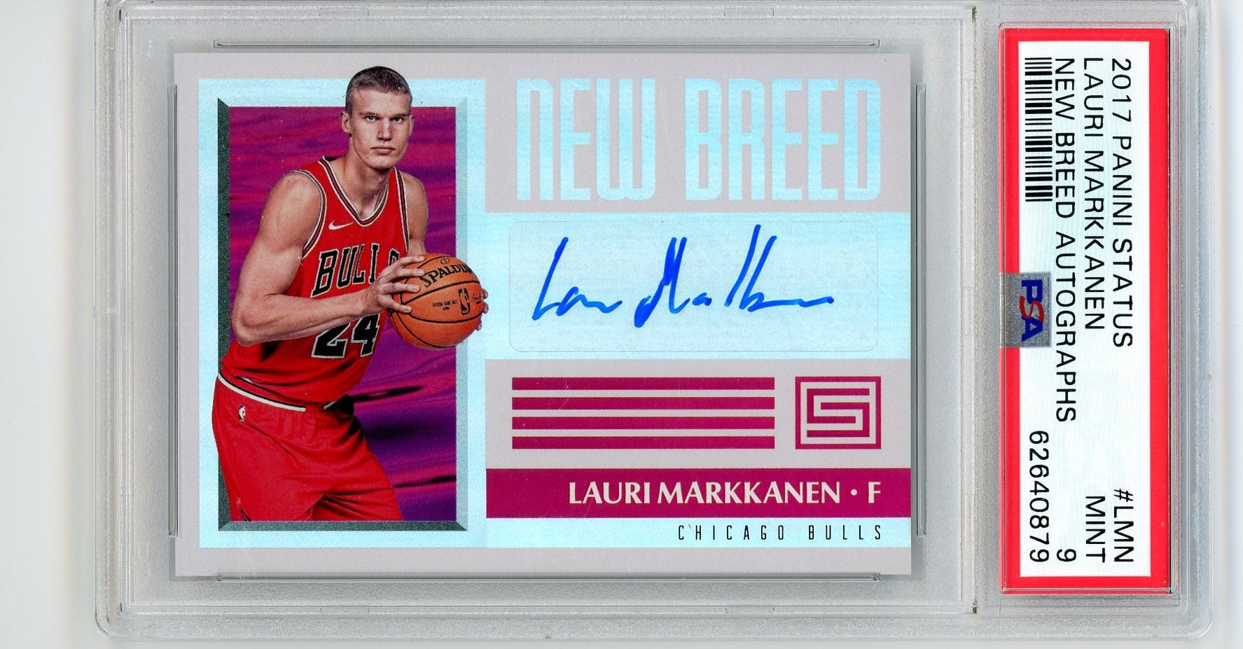 Lauri Markkanen 2017 Panini Statis New Breed Autographs PSA 9