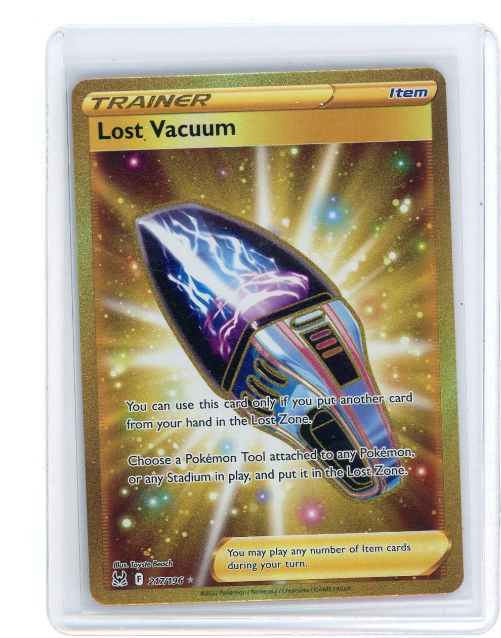 gold lost vacuum pokemon card - - *SECRET RARE* - 2022 - TRAINER - 217/196 162/196 / Uncommon Card Type / HP / Stage Carta Pokemon Lost Vacuum 217/196
