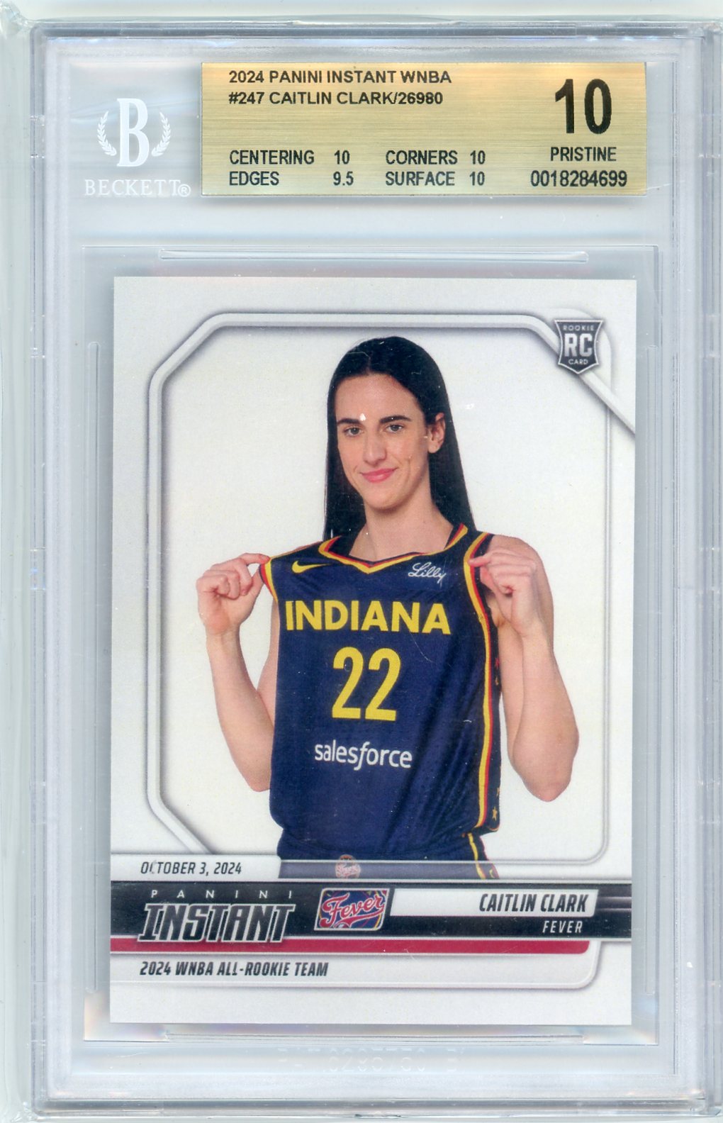 Caitlin Clark 2024 Panini Instant #247 "All Rookie Team" /26980 BGS 10 RC