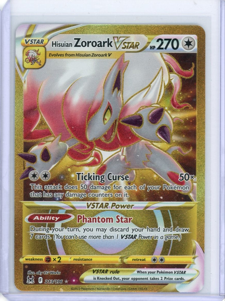 Hisuian Zoroark Vstar Pokémon Lost Origin Gold Secret Rare #213/196