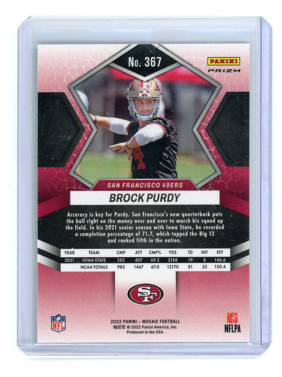 Brock Purdy 2022 Panini Mosaic Green Mosaic RC