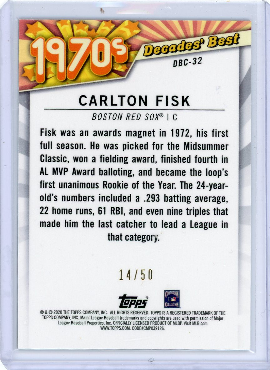 Carlton Fisk 2020 Topps 1970's Decades' Best gold ref. #'d 14/50