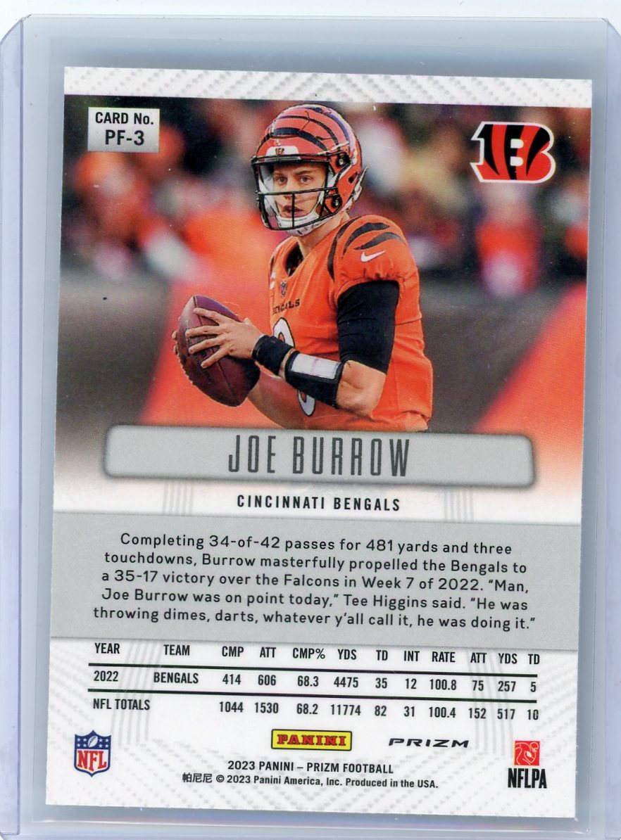 Joe Burrow 2023 Panini Prizm Prizm Flashback Prizms No Huddle