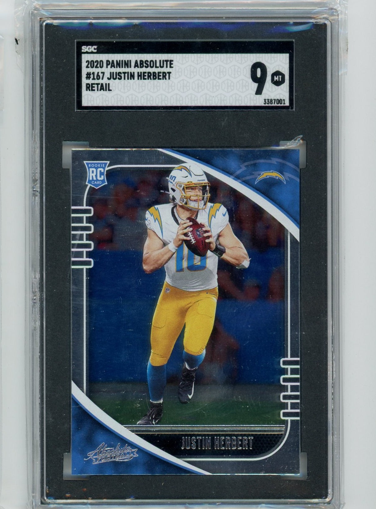 Justin Herbert 2020 Panini Absolute rookie card SGC 9