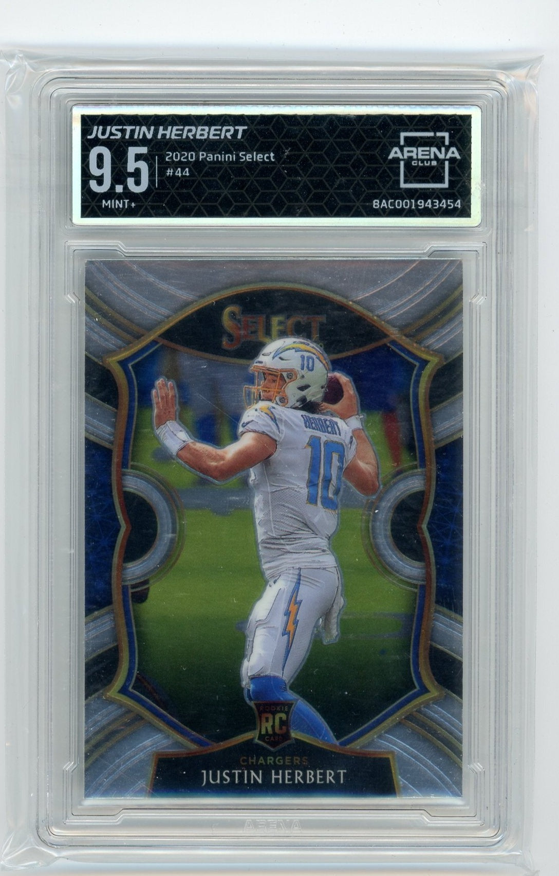 Justin Herbert 2020 Panini Select concourse #44 rookie card ARENA 9.5
