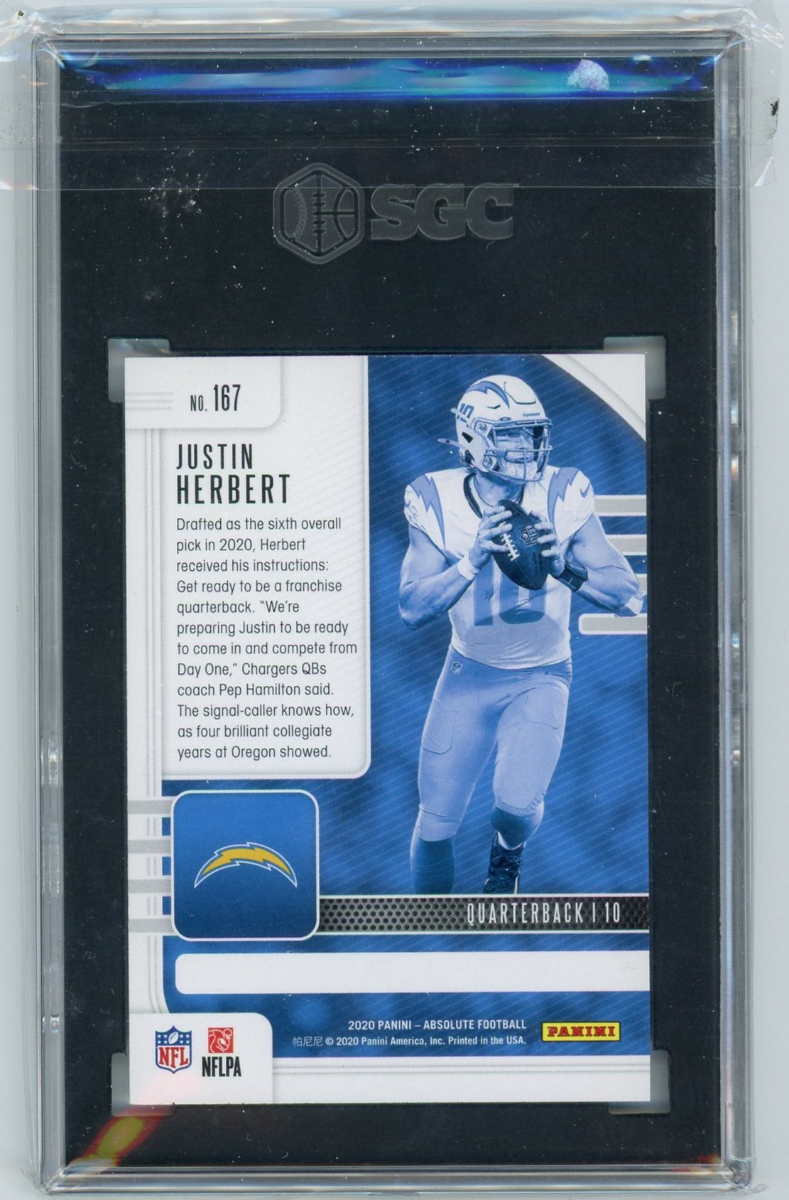Justin Herbert 2020 Panini Absolute rookie card SGC 9