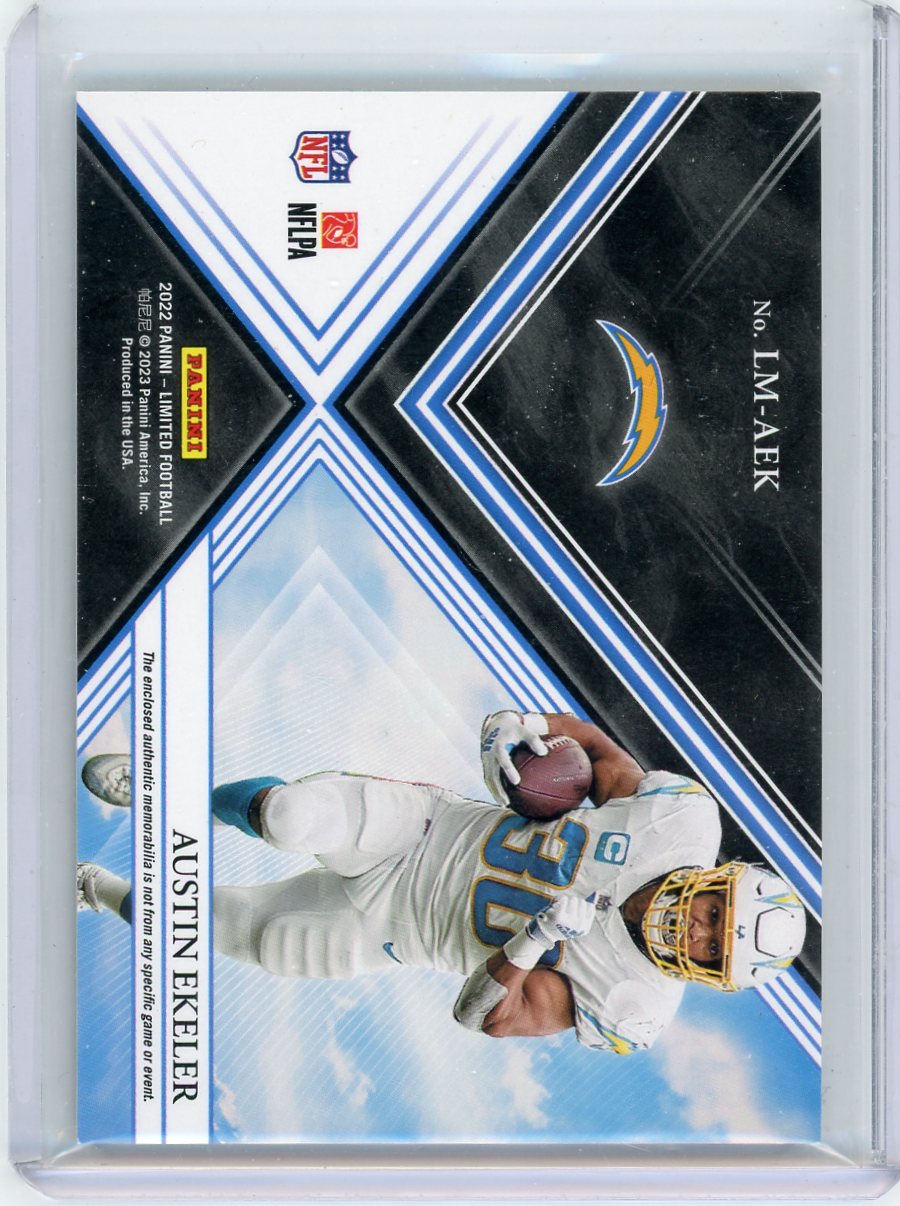 Austin Ekeler 2022 Panini Limited Limitless Materials Patch Gold Spotlight #'d 4/49