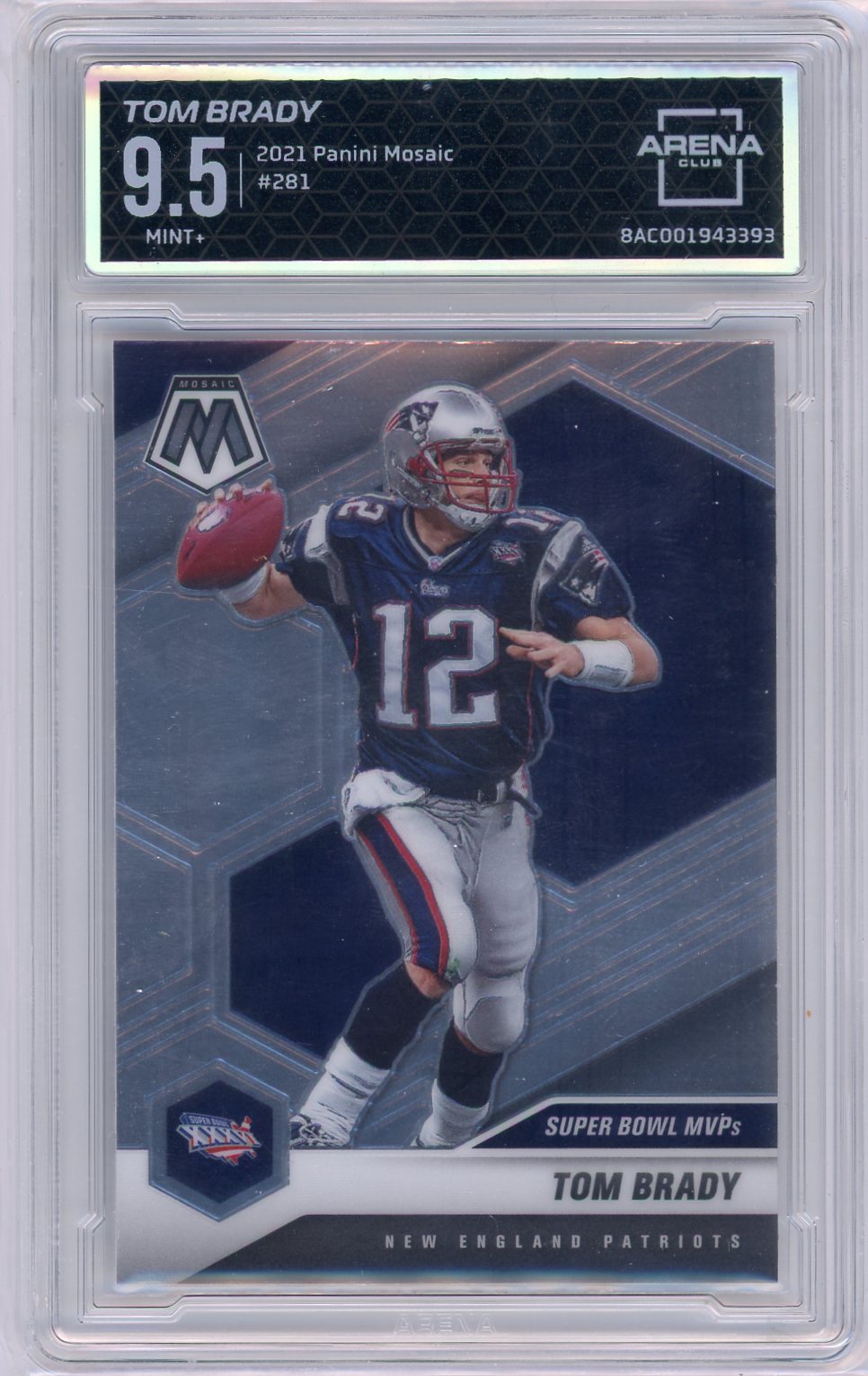 Tom Brady 2020 Panini Mosaic Super Bowl MVPs #281 ARENA 9.5