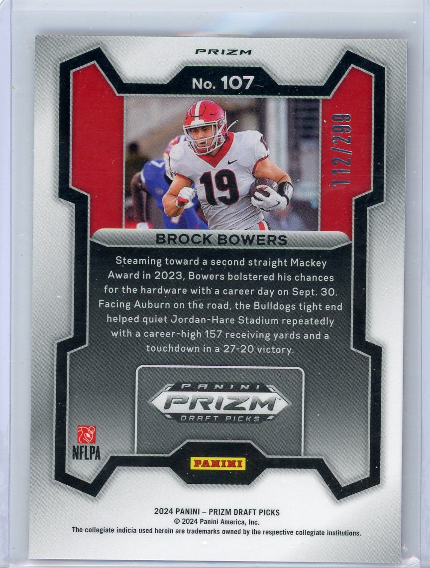 Brock Bowers 2024 Panini Prizm Draft Picks RC Red Prizm #'d 112/299