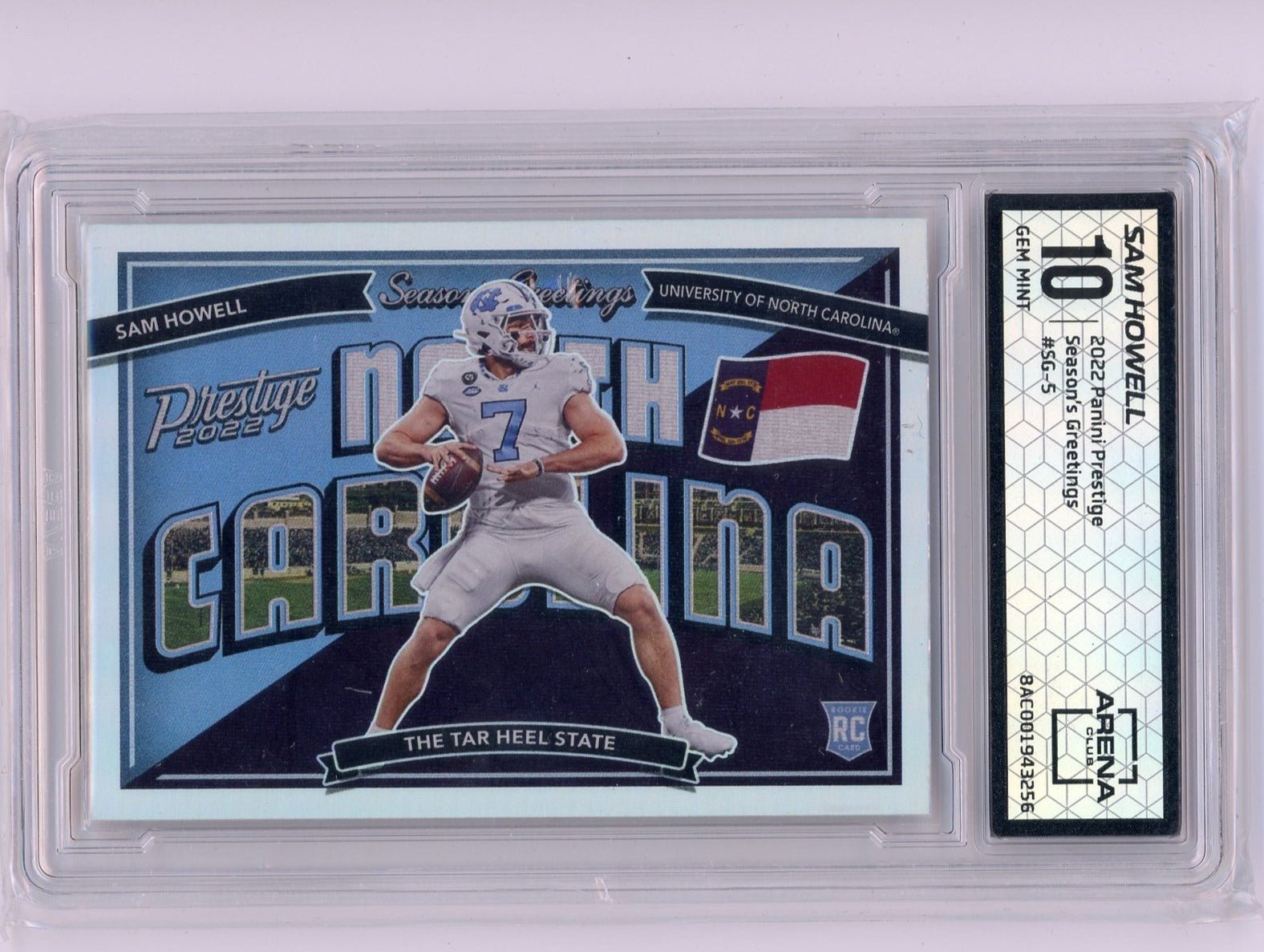 Sam Howell 2022 Panini Prestige Seaon's Greetings rookie card ARENA 10