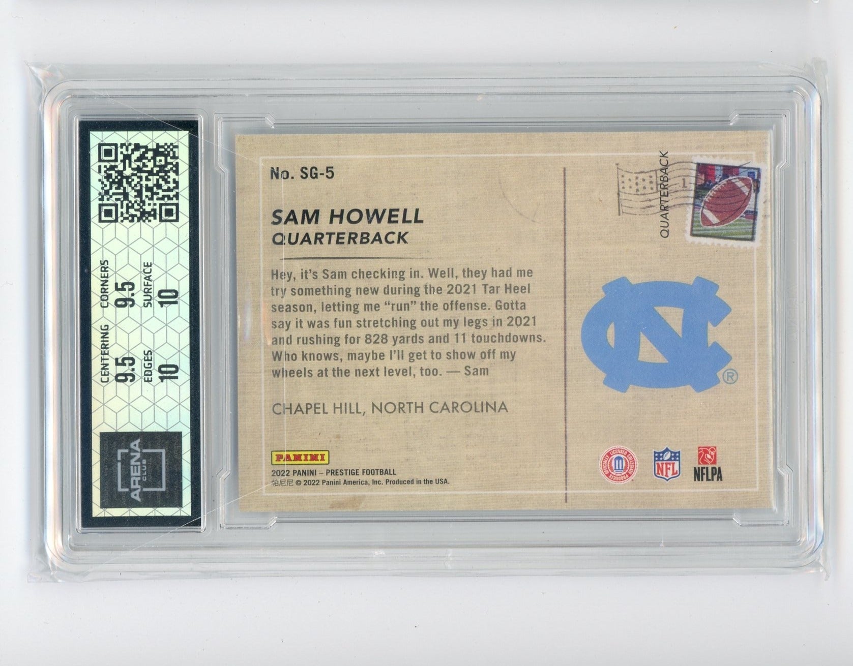 Sam Howell 2022 Panini Prestige Seaon's Greetings rookie card ARENA 10