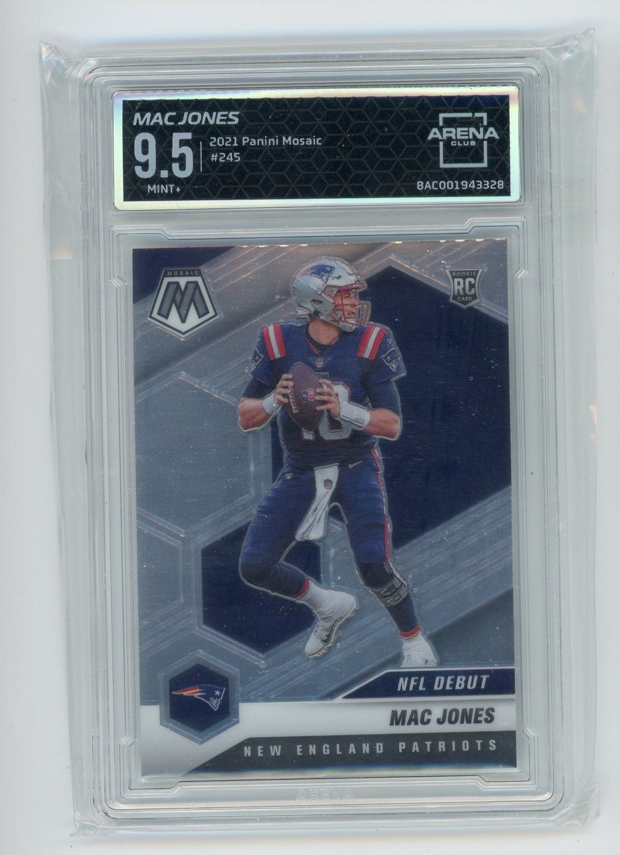 Mac Jones 2021 Panini Mosaic NFL Debut rookie card ARENA 9.5