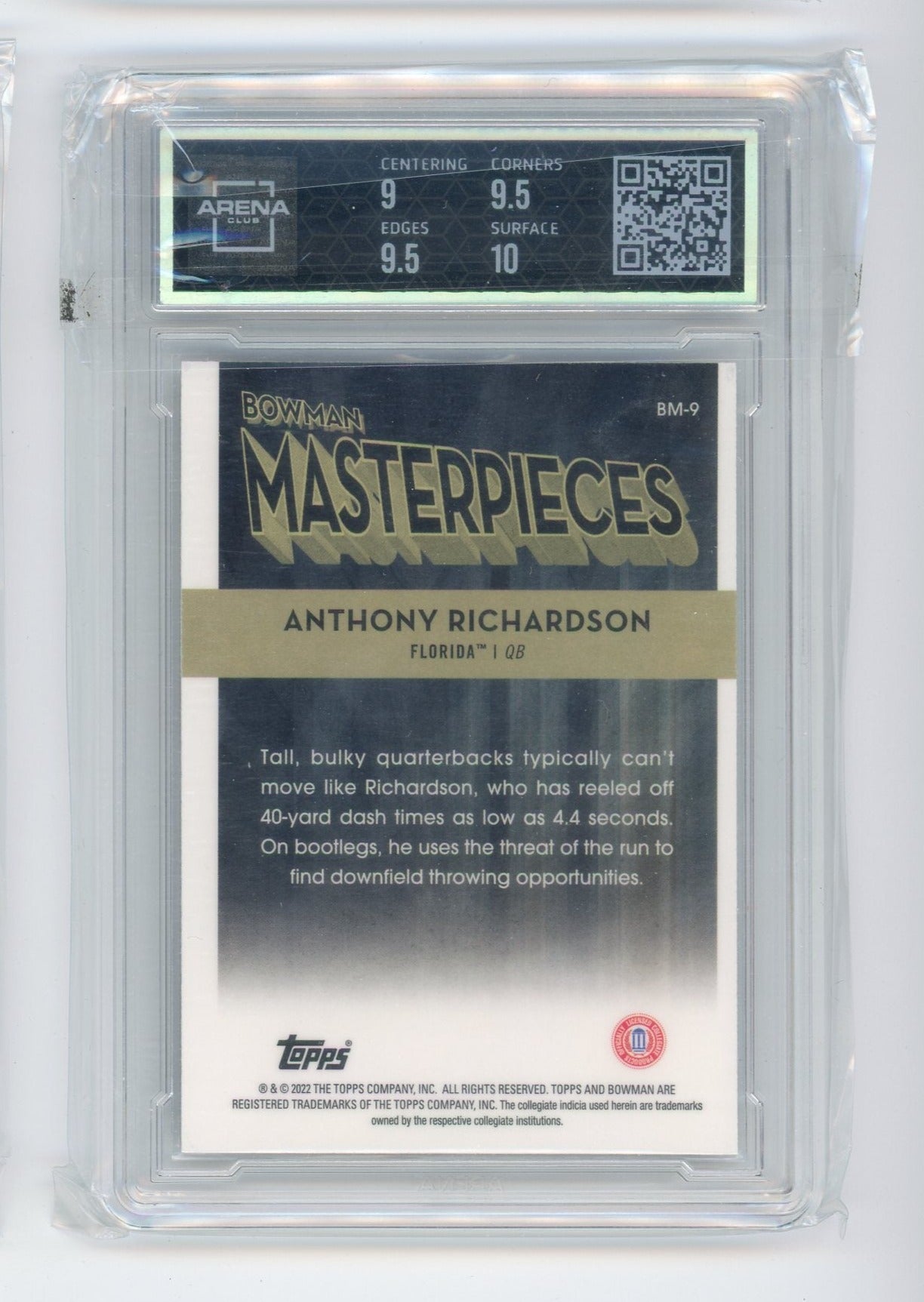 Anthony Richardson 2022-23 Bowman's Best University Bowman Masterpieces ARENA 9.5