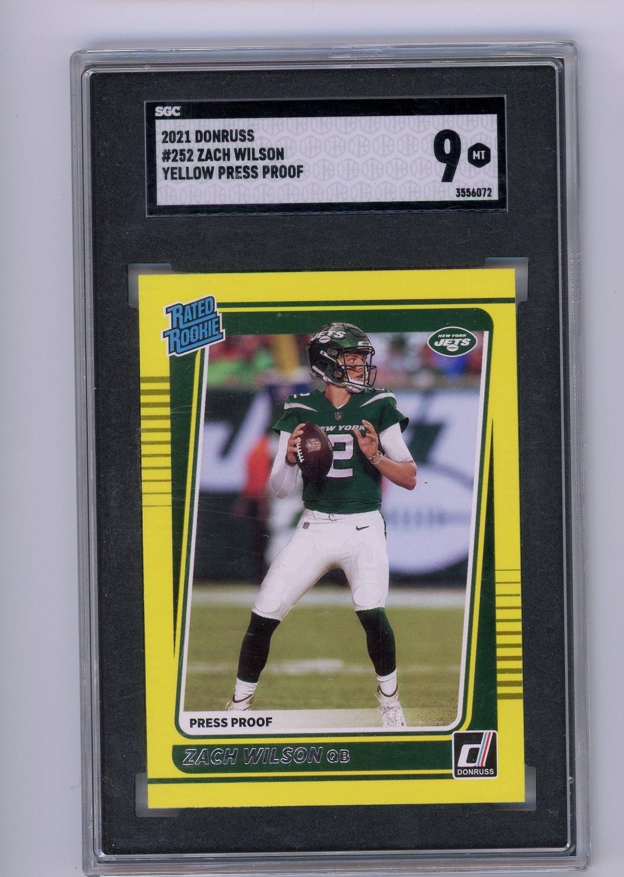 Zach Wilson 2021 Panini Donruss yellow press proof rookie card SGC 9