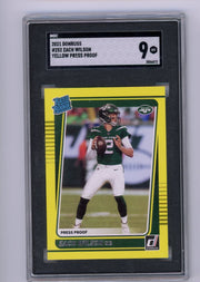 Zach Wilson 2021 Panini Donruss yellow press proof rookie card SGC 9