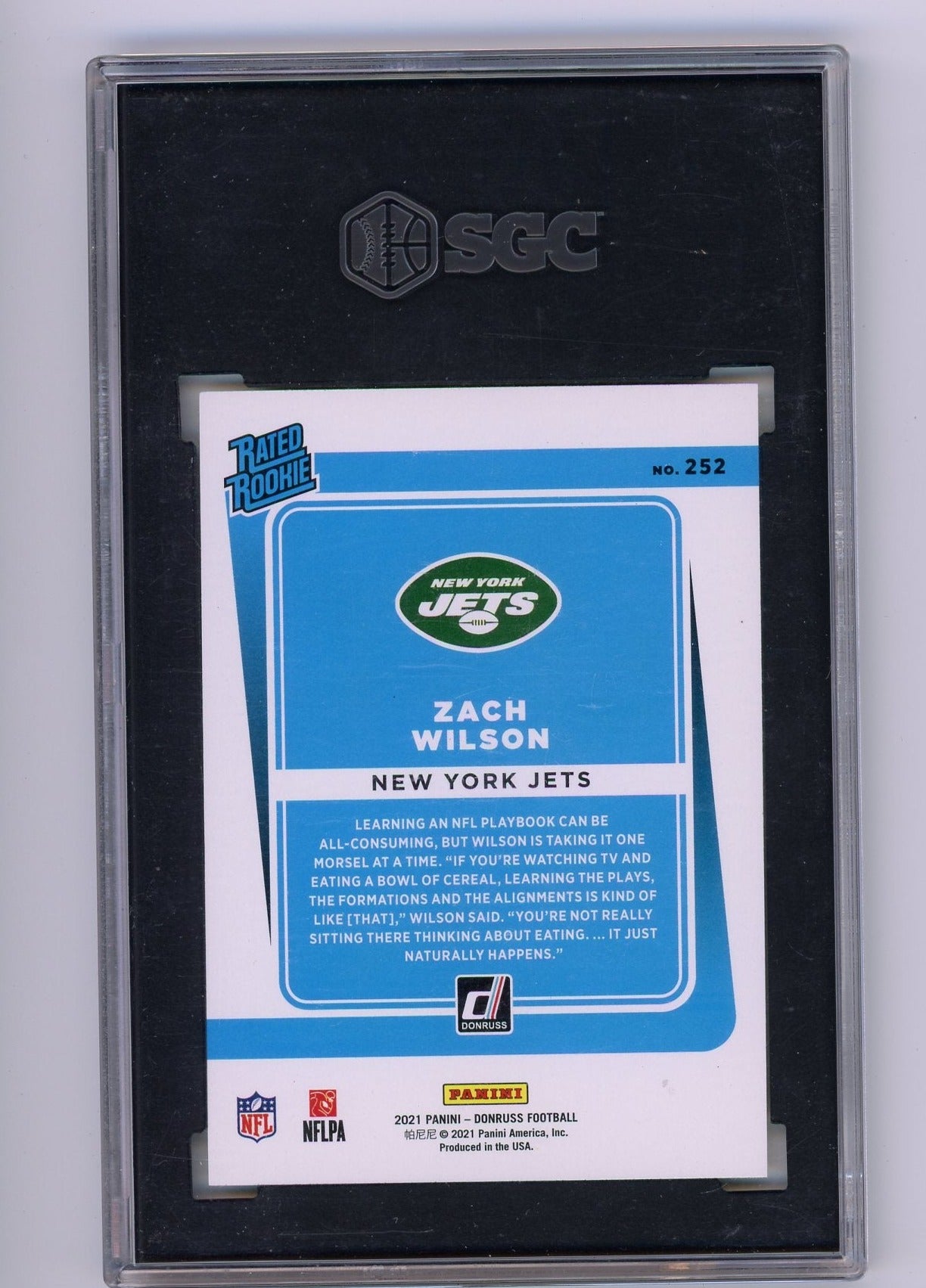 Zach Wilson 2021 Panini Donruss yellow press proof rookie card SGC 9