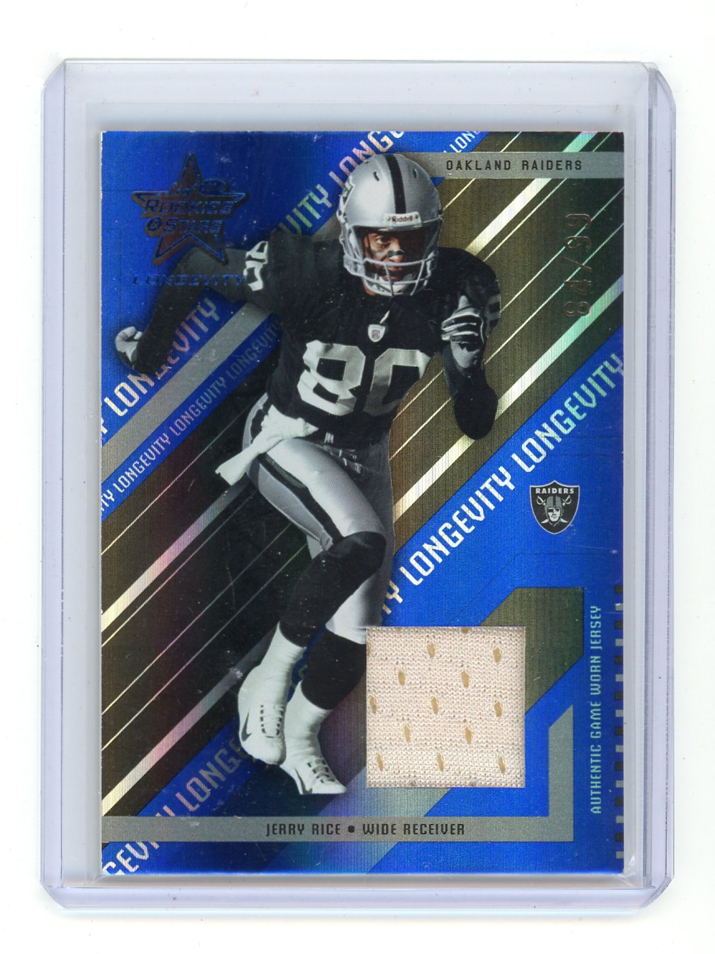 Jerry Rice 2004 Leaf Rookies and Stars Longevity GU Patch #'d 84/99