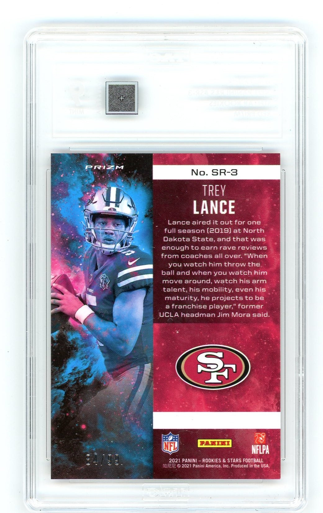 Trey Lance 2021 Panini Rookies & Stars Stellar Rookies red prizm rookie card #'d 84/99 TAG 9