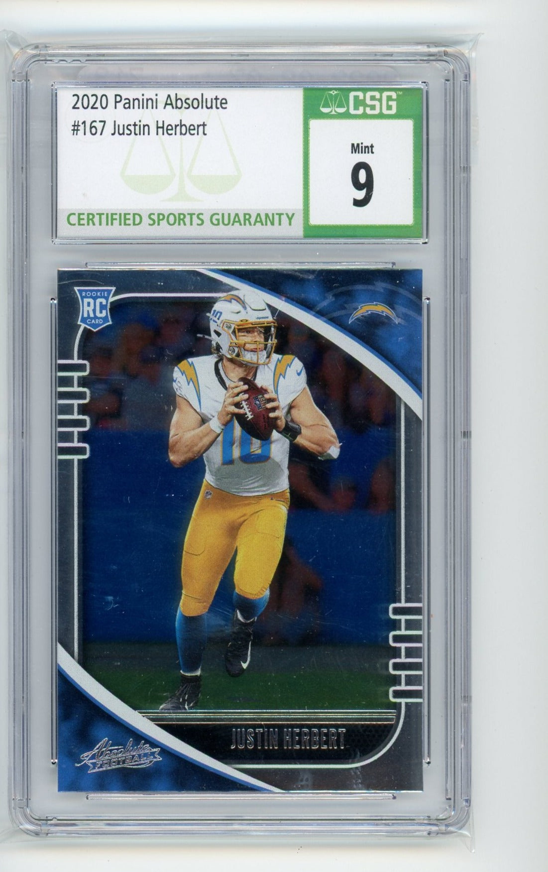 Justin Herbert 2020 Panini Absolute rookie card CSG 9