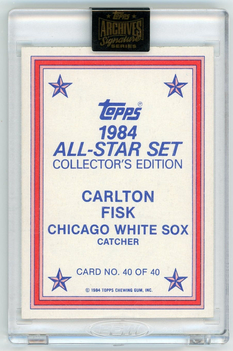Carlton Fisk 2022 Topps Archives Signatures '84 Topps autograph #'d 1/1