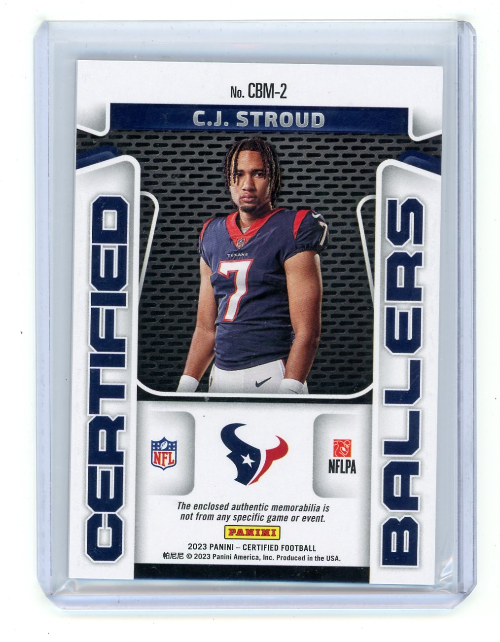 CJ Stroud 2023 Panini Certified "Certified Ballers" Rookie Patch #'d 52/99