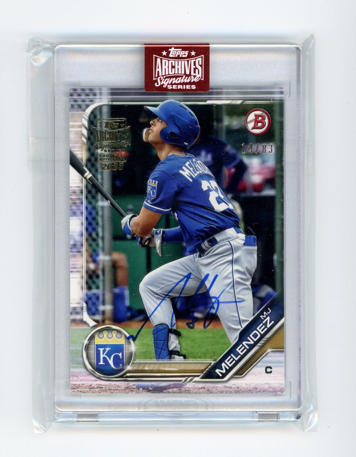 MJ Melendez 2023 Topps Archives Signatures 2019 Bowman autograph #'d 14/83