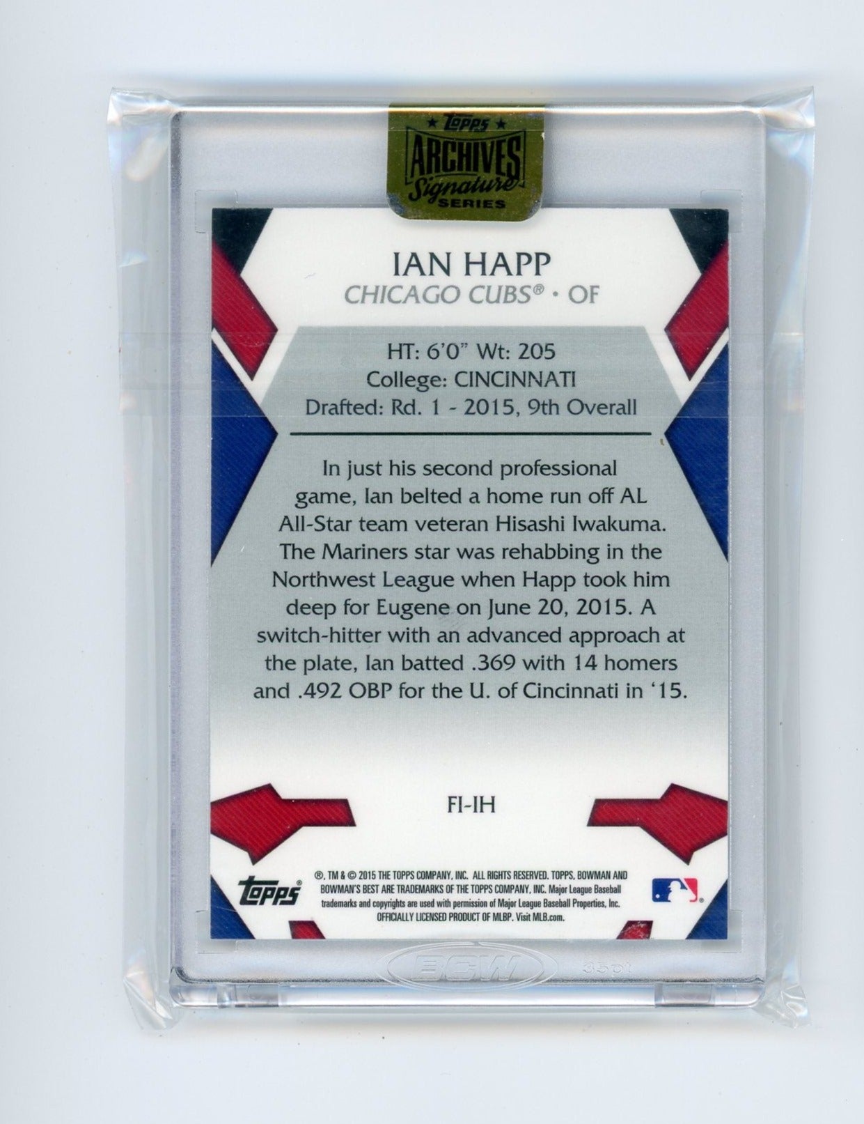 Ian Happ 2017 Topps Archives Signature Series 2015 Bowman refractor auto #'d 3/4