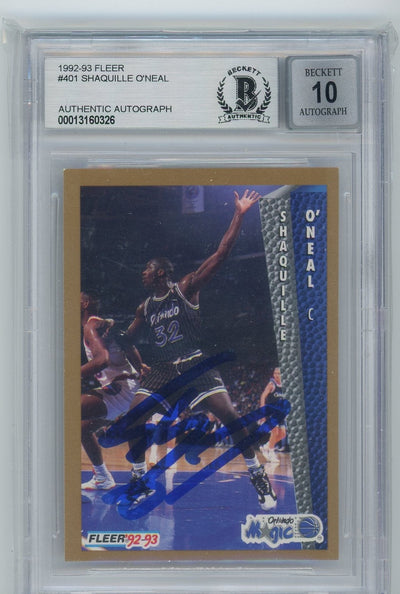 Shaquille O'Neal 1992-93 Fleer Authentic Autograph Rookie Card BGS 10 Auto