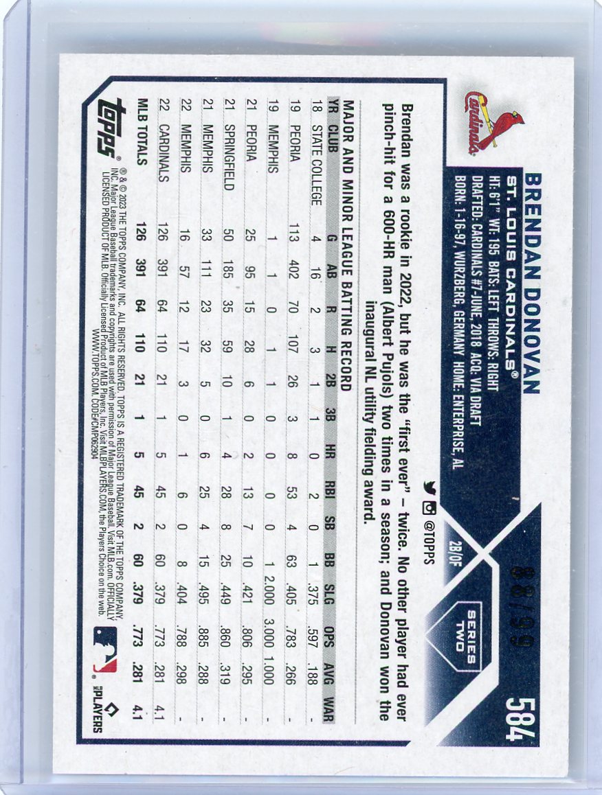 Brendan Donovan 2023 Topps Series 2 Vintage Stock #'d 88/99