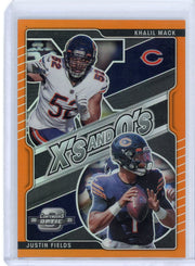 Justin Fields / Khalil Mack 2021 Panini Contenders Optic X's and O's orange prizm #'d 25/50