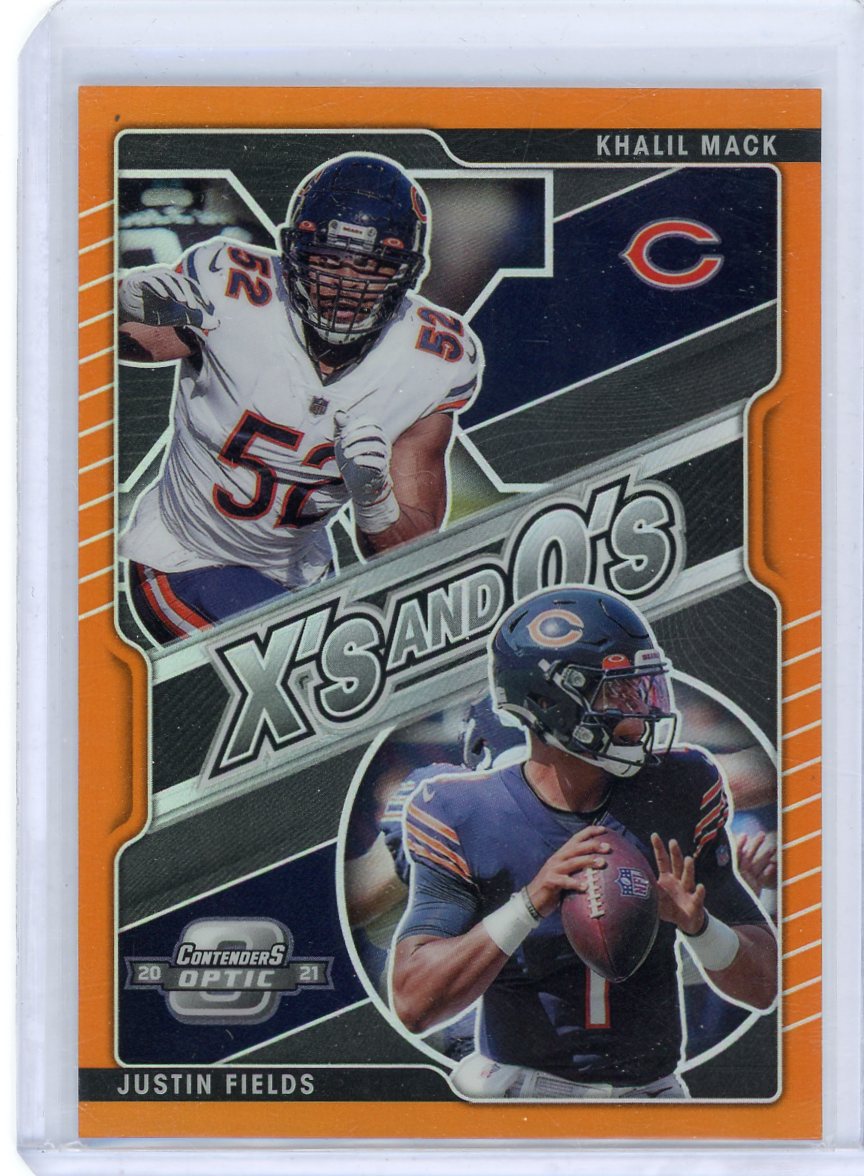 Justin Fields / Khalil Mack 2021 Panini Contenders Optic X's and O's orange prizm #'d 25/50
