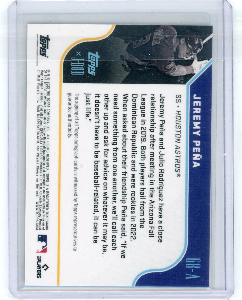 Jeremy Pena 2023 Topps x J-Rod The Show Out Collection Rainbow Foil Autograph /99