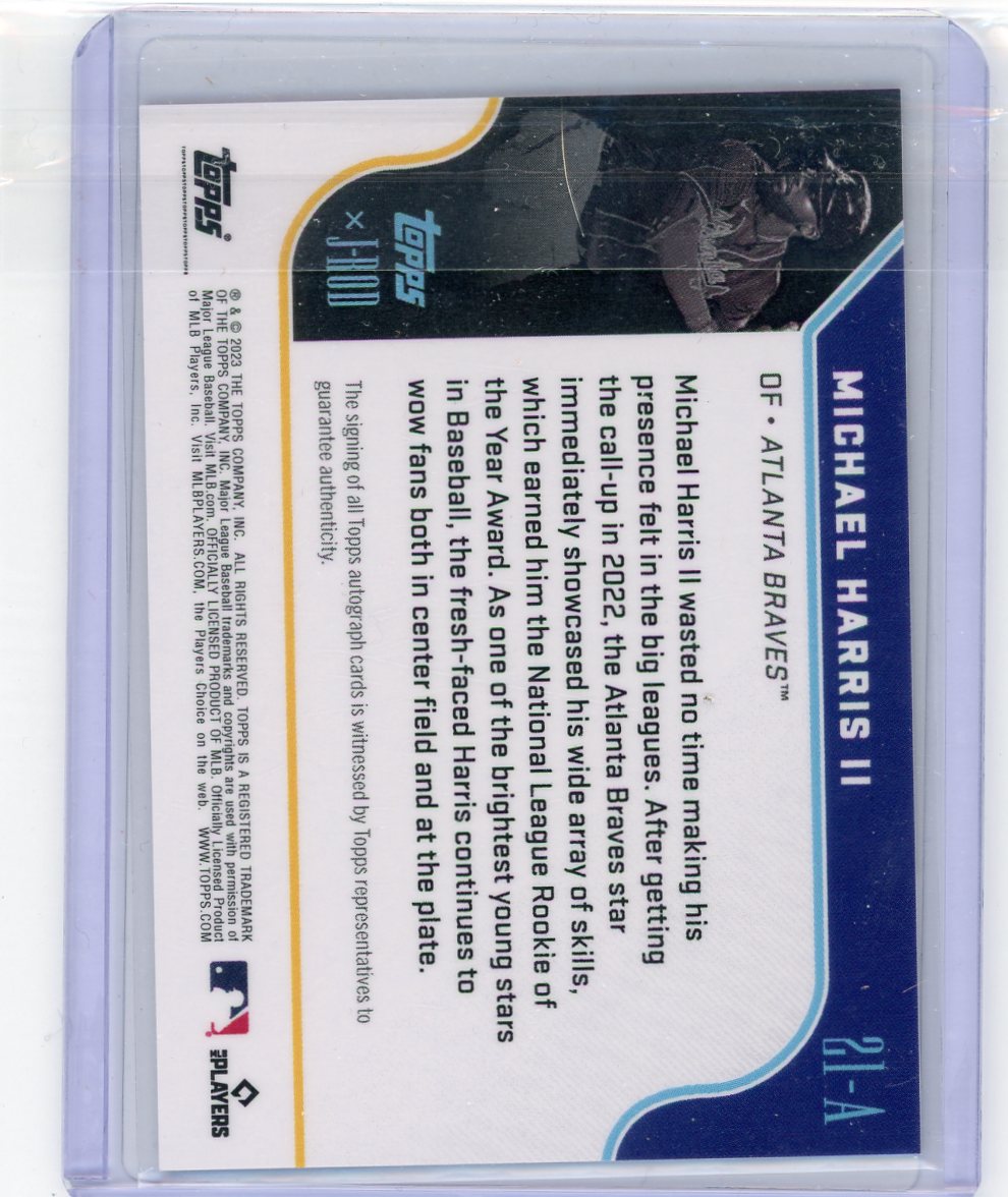 Michael Harris II 2023 Topps x J-Rod The Show Out Collection Rainbow Foil Autograph /99 Rookie Card