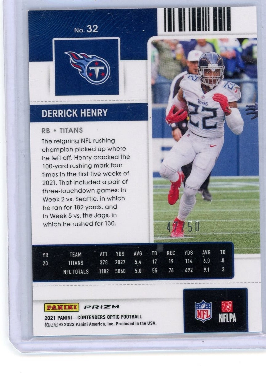 Derrick Henry 2021 Panini Optic Contenders orange prizm #'d 47/50