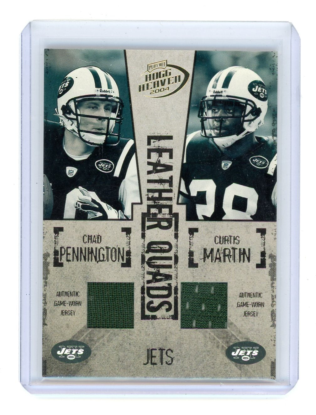 C. Pennington / C. Martin / J. Abraham / S. Ellis 2004 Playoff Hogg Heaven Leather Quads #'d 07/50