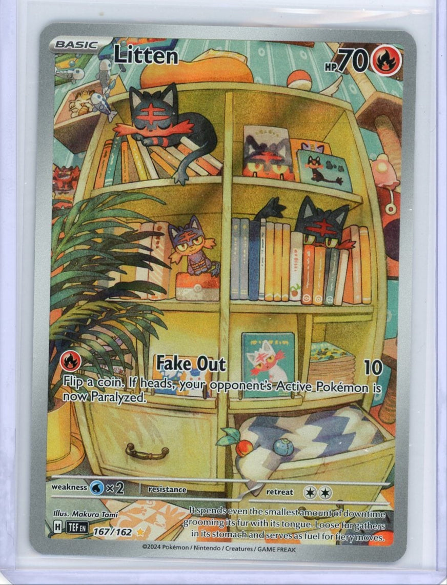 Litten 2024 Pokemon Temporal Forces Illustration rare #167/162