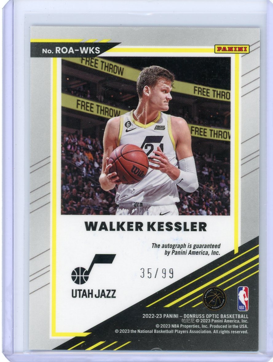 Walker Kessler 2022-23 Panini Donruss Optic autograph rookie card #'d 35/99