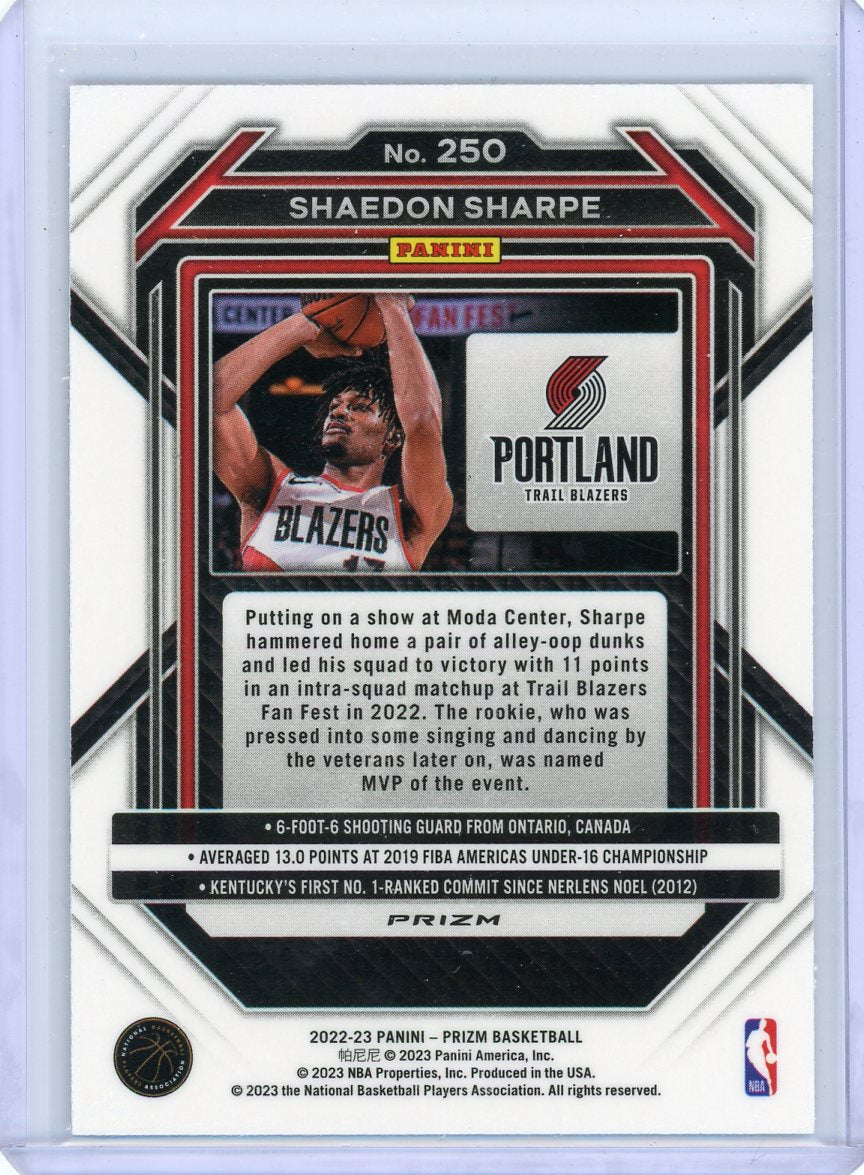 Shaedon Sharpe 2022-23 Panini Prizm silver prizm rookie card