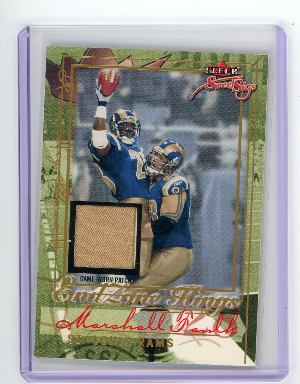 Marshall Faulk 2004 Fleer Sweet Sigs End Zone Kings Game Worn Patch #'d 42/50