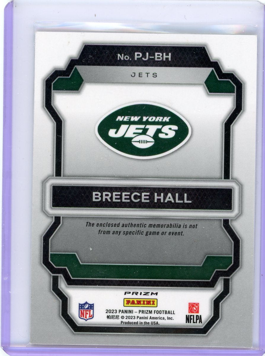 Breece Hall 2023 Panini Prizm Premier Jerseys Neon Green Pulsar