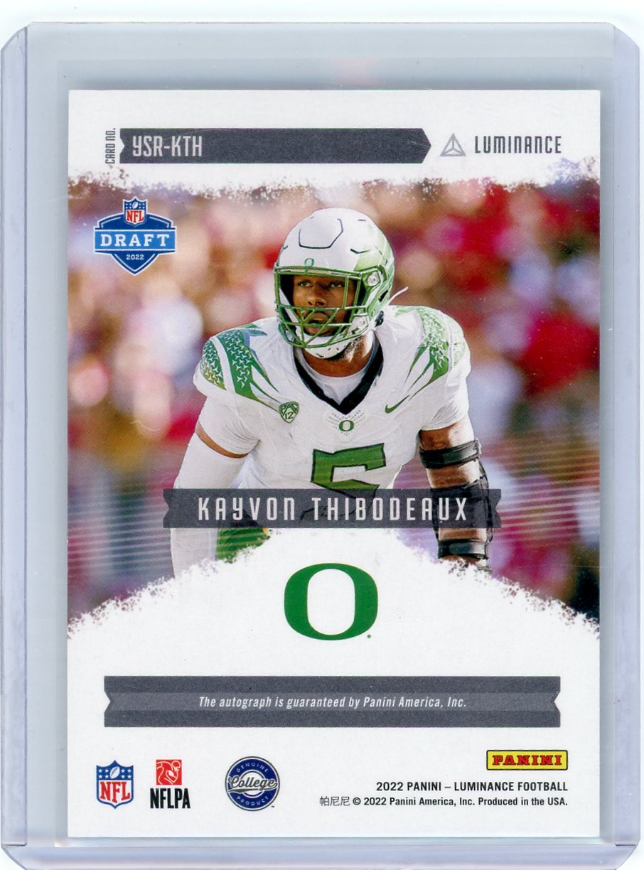 Kayvon Thibodeaux 2022 Panini Luminance Year One autograph rookie card