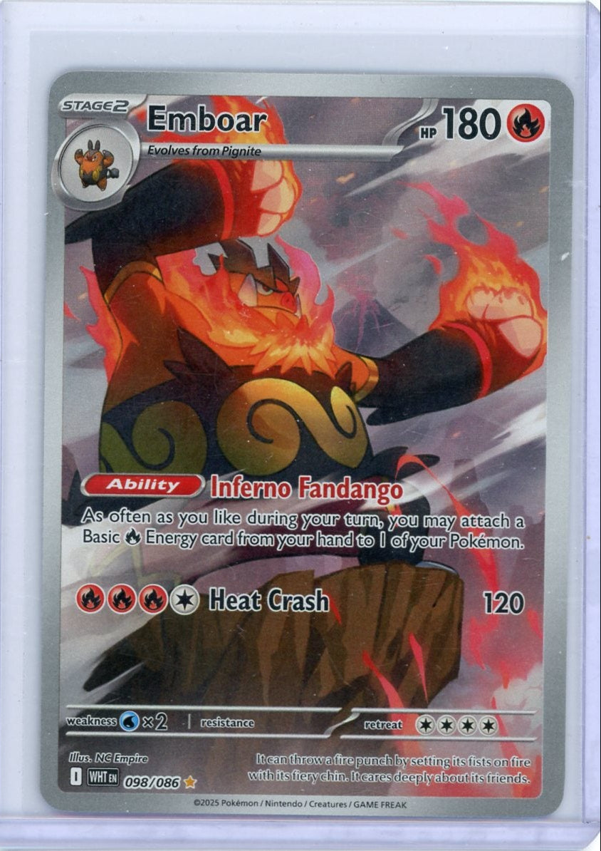 Emboar 2025 Pokemon White Flare Illustration rare #098/086