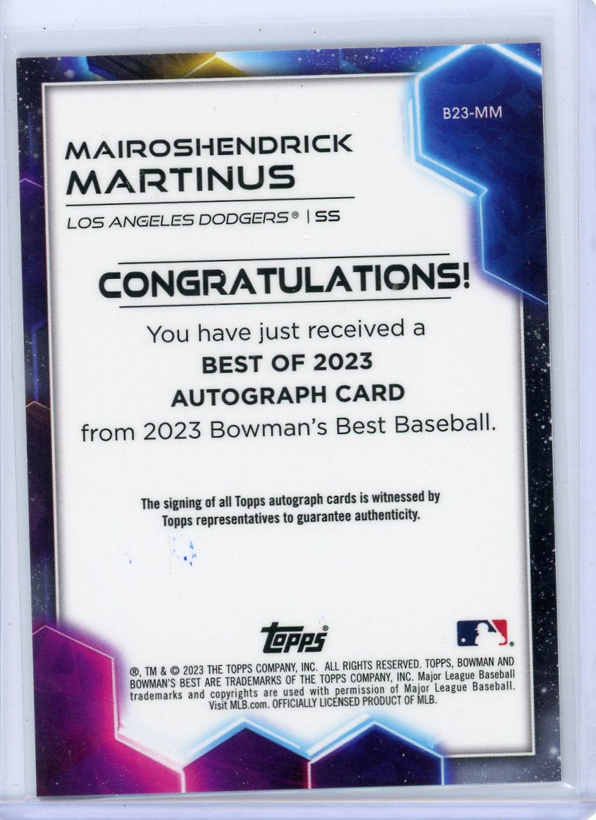 Mairoshendrick Martinus 2023 Bowman's Best prospect autograph