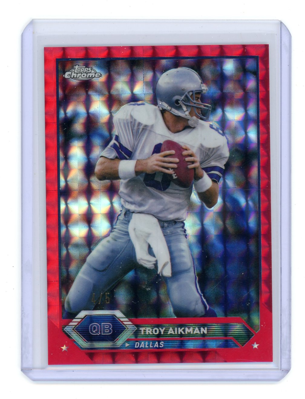 Troy Aikman 2023 Topps Composite Topps Chrome Red Geometric Refractor #'d 4/5