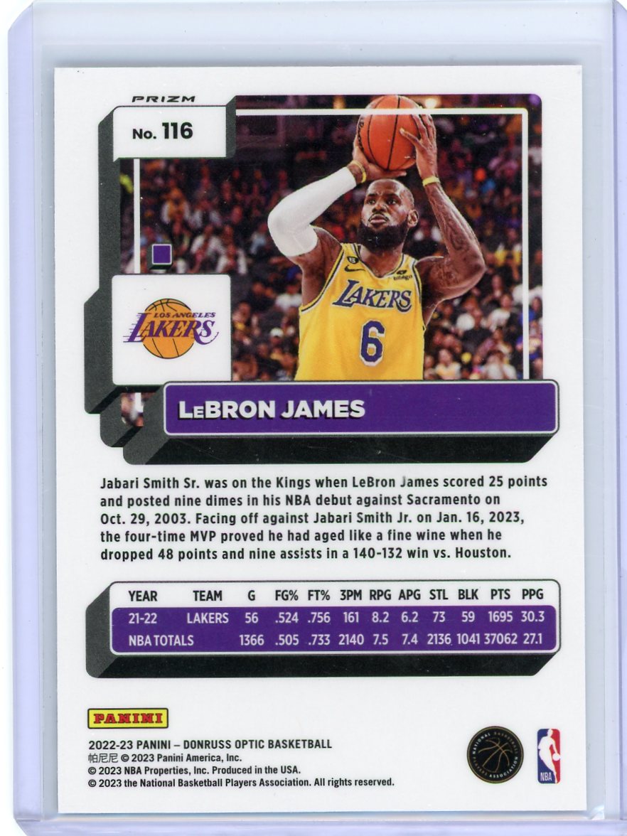 LeBron James 2022-23 Panini Donruss Optic silver prizm
