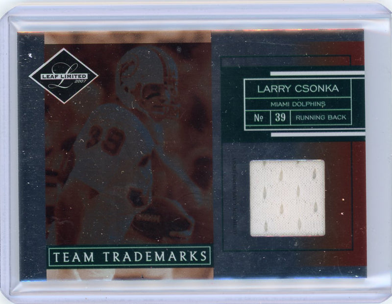 Larry Csonka 2007 Donruss Playoff Leaf Limited Team Trademarks game-used jersey 