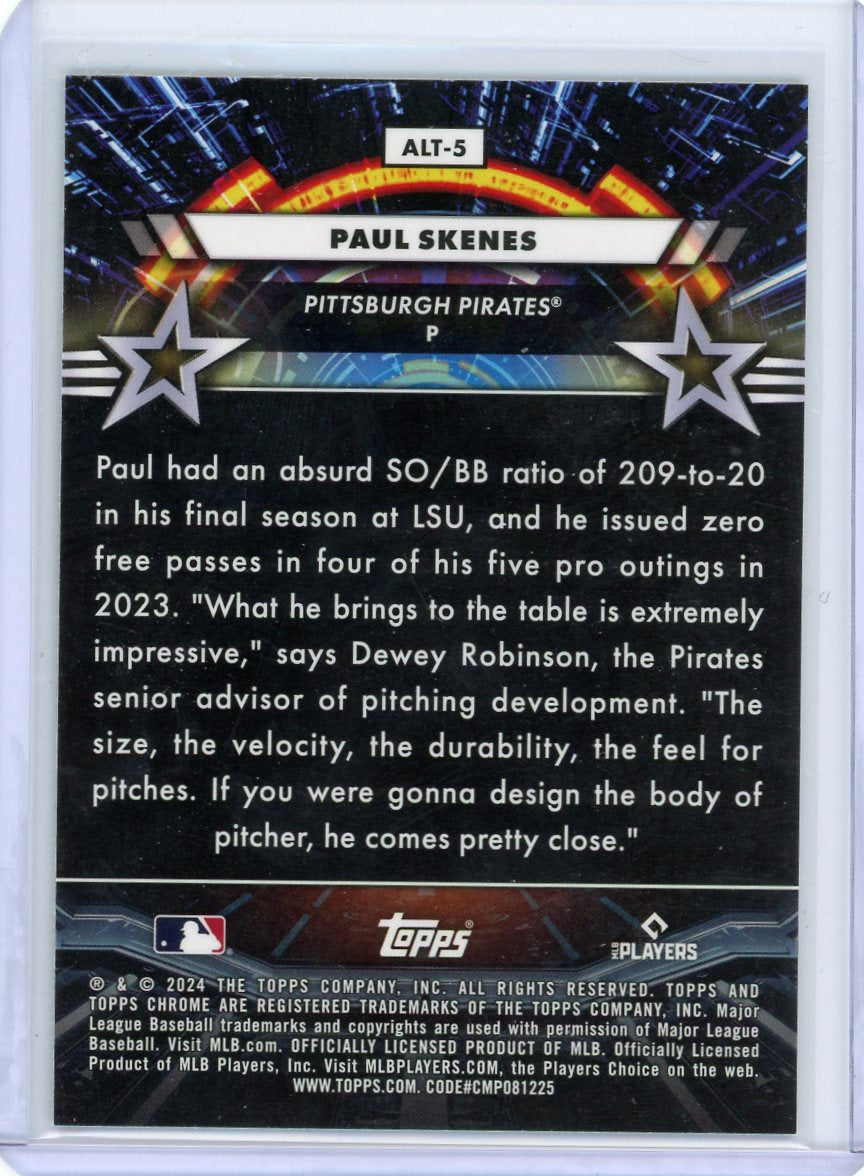 Paul Skenes 2024 Topps Chrome Cosmic Star Command Green Speckle Refractor #'d 63/75