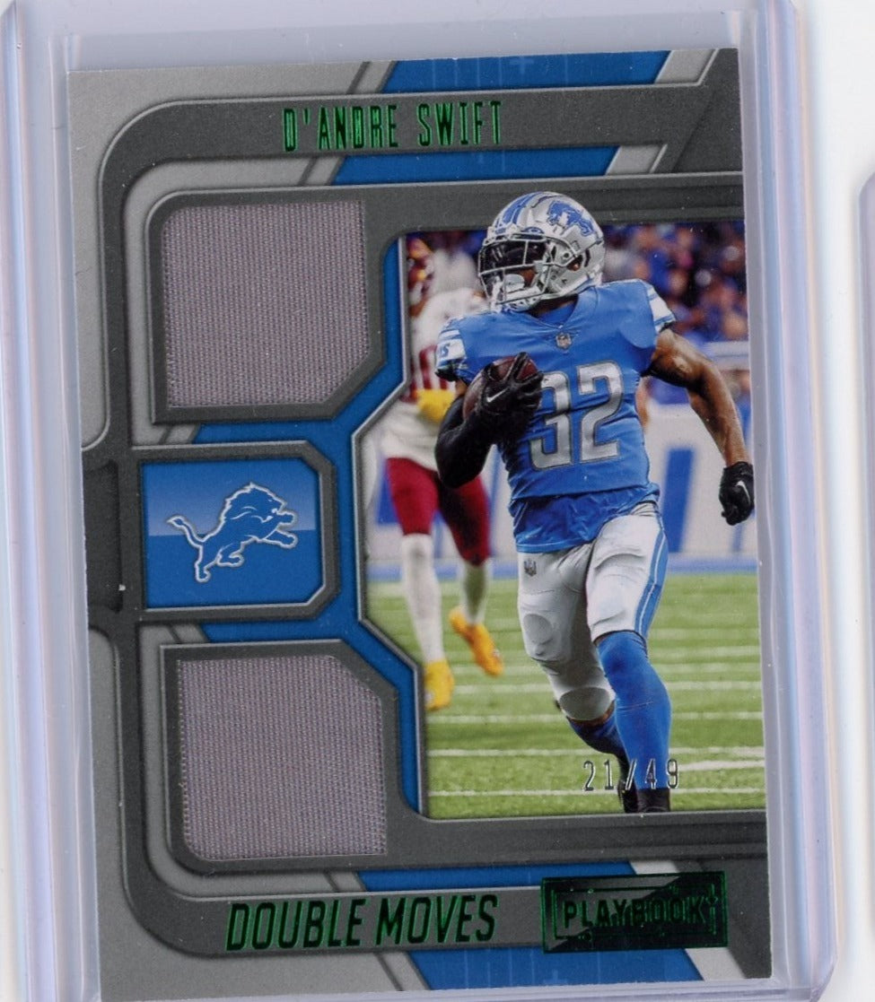 D'Andre Swift 2022 Panini Playbook Double Moves dual relic #"d 21/49