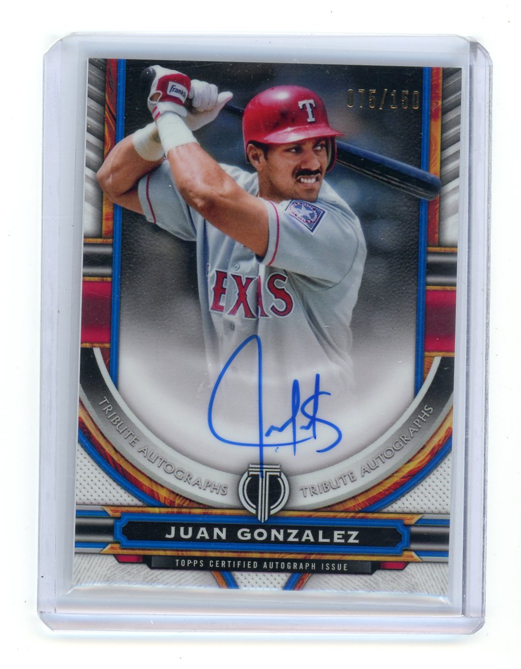 Juan Gonzalez 2023 Topps Tribute Autographs Blue 075/150